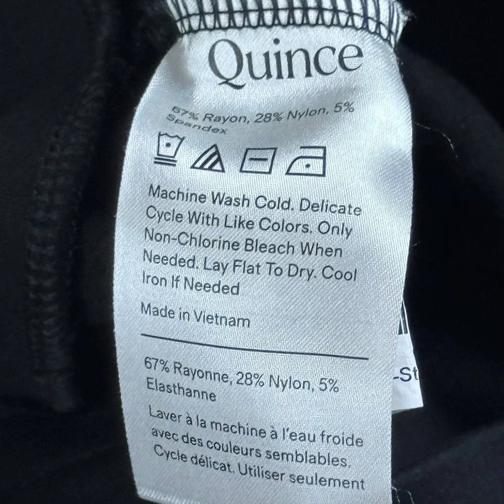Quince Women's Black Stretch Wide-Leg Crop Pants sz Large